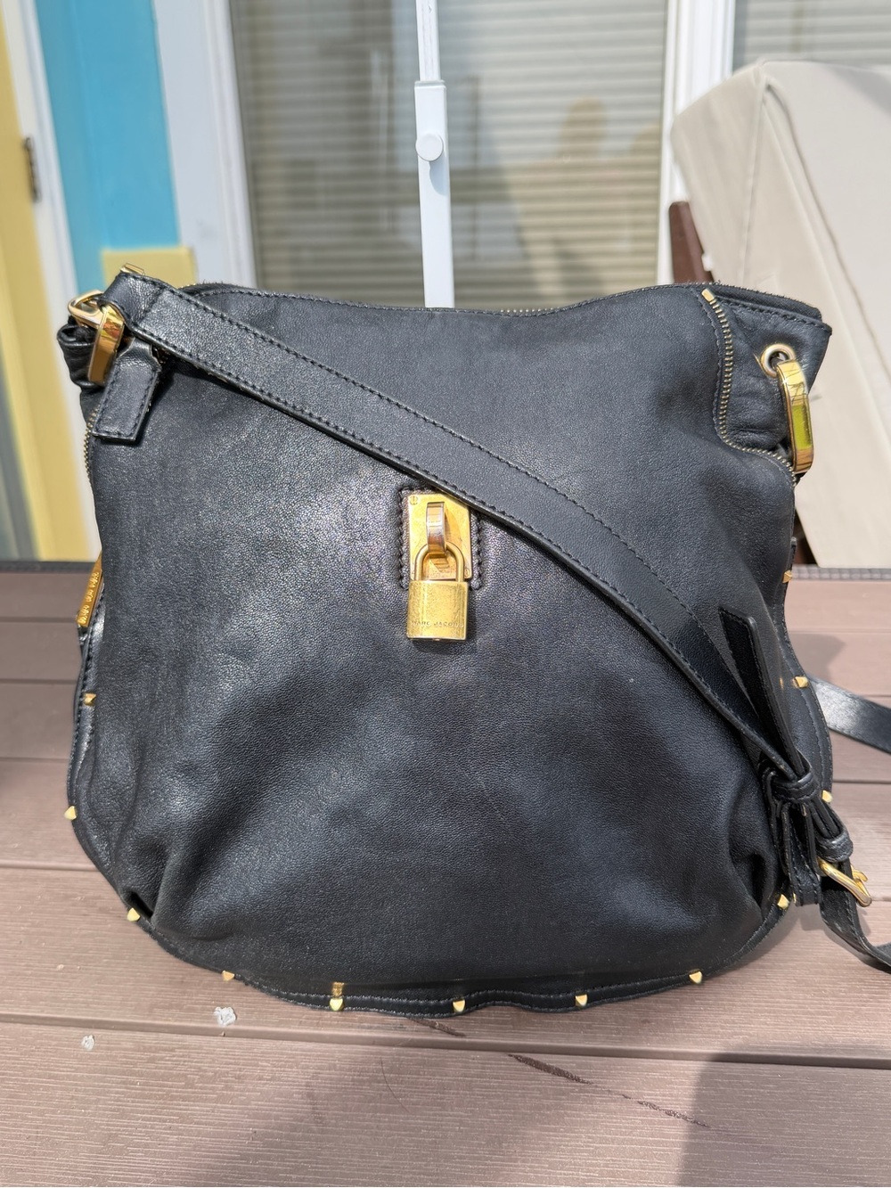 Marc Jacobs Vintage Black Leather Studded Paradise Kate Hobo Bag